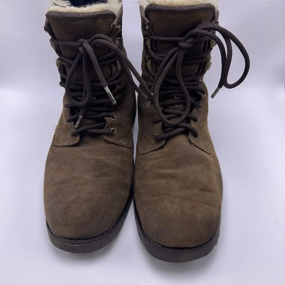 UGG Australia Hannen Suede Boots Mens Size 12 Brown Shearling Vibram 1003623